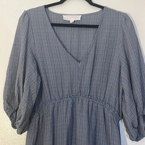Superfoxx | Hi Low midi puckered prairie dress Women’s size L balloon sleeves - Picture 3 of 11